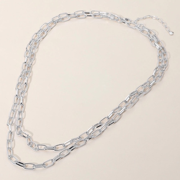 Paperclip Chain Silver Necklace 48” Long - Picture 4 of 5